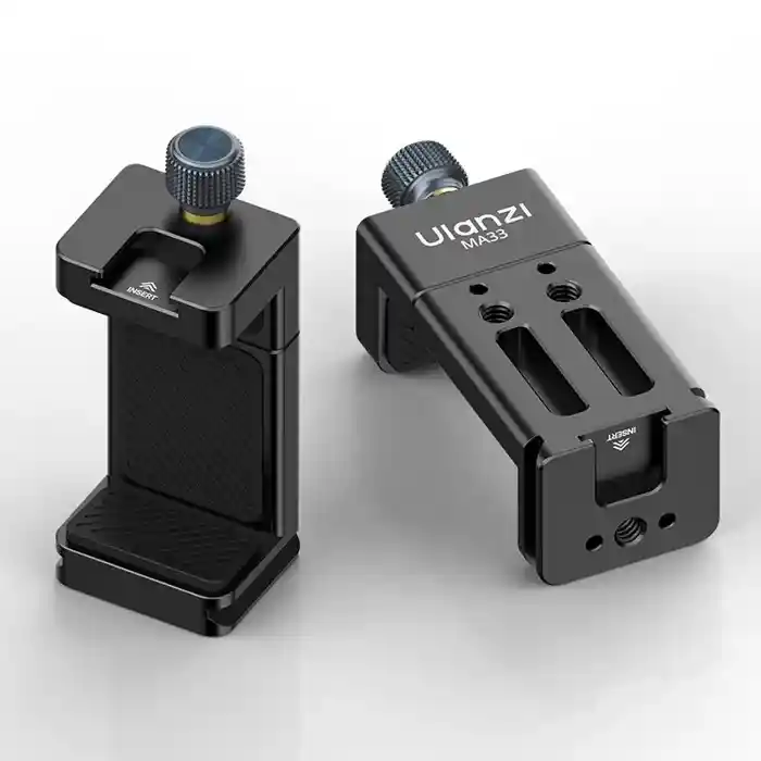 ULANZI MA33 Metal Phone Tripod Mount with Arca Port & 2 Cold Shoes, 360° Adjustable Smartphone Tripod Adapter Cell Phone Stand Holder